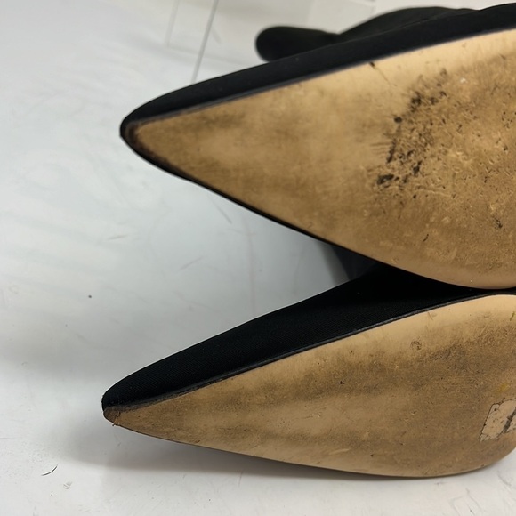 Good American Sz 9.5 Elastic and Satin Pull On Gold Heel Base Booties Boots - Picture 10 of 14